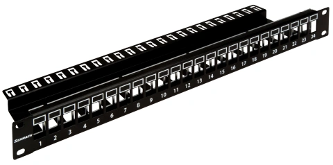 Patchpanel 19" 24 porturi(SFA)(SFB) goale,1UH,negru,scurt