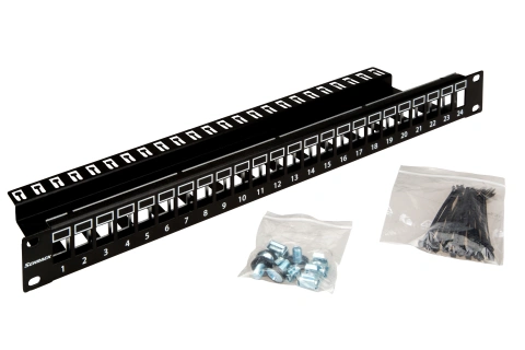 Patchpanel 19" 24 porturi(SFA)(SFB) goale,1UH,negru,scurt_1