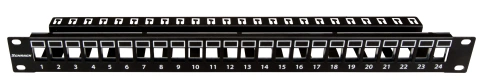 Patchpanel 19" 24 porturi(SFA)(SFB) goale,1UH,negru,scurt_2