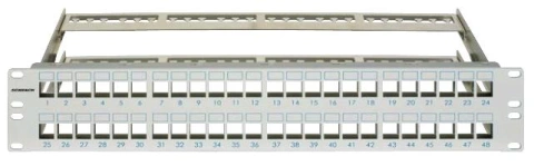 Patchpanel pt. 48 module TOOLLESS LINE, 2UH, 19", RAL7035