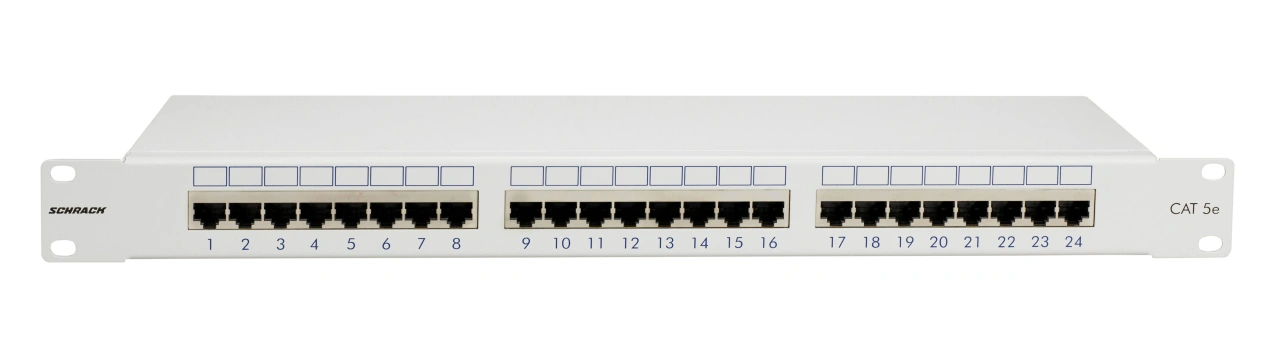 Patchpanel Cat.5 ecranat 24xRJ45G RAL7035