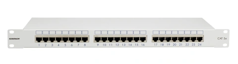 Patchpanel Cat.5 ecranat 24xRJ45G RAL7035