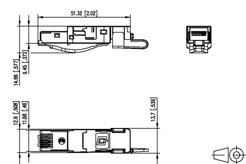 Conector industrial IP20 RJ45G Cat.6 pt. AWG22_1