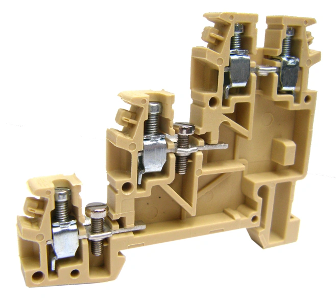 Clemă triplu etajată, bej, tip TLS.2, 0,2-4 mm²