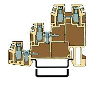 Clemă triplu etajată, bej, tip TLS.2, 0,2-4 mm²_1