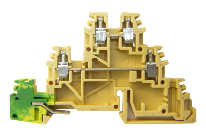 Clemă triplu etajată, tip TDE.2, 0,2-4 mm², 2*bej+g/v
