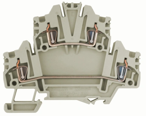Clemă dublu etajată, conex. elastică,HMD.2N,gri, 0,2-2,5 mm²