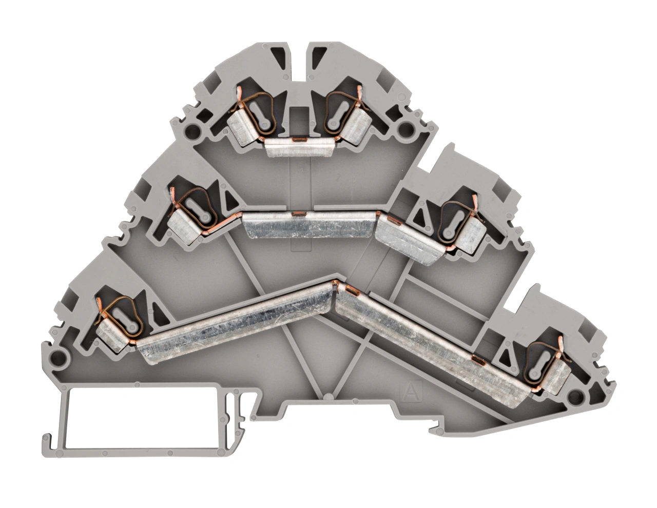 Clemă triplu etajată, conex. elast., gri,YBK 2,5-3F, 2,5mm²