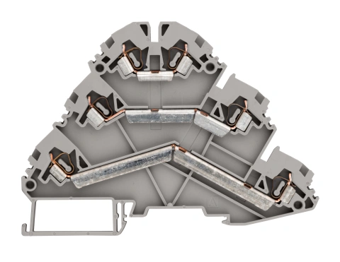 Clemă triplu etajată, conex. elast., gri,YBK 2,5-3F, 2,5mm²