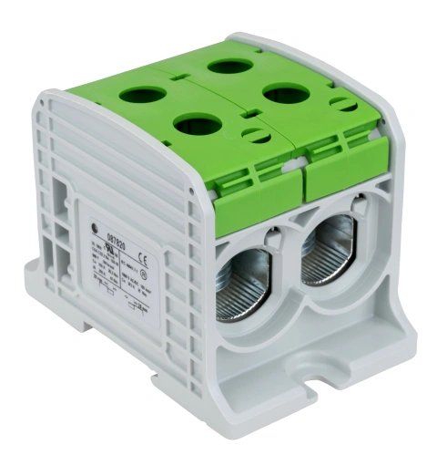 Clemă dublă Al-Cu,1 p. verde, 185mmp / 150mmp cu pin