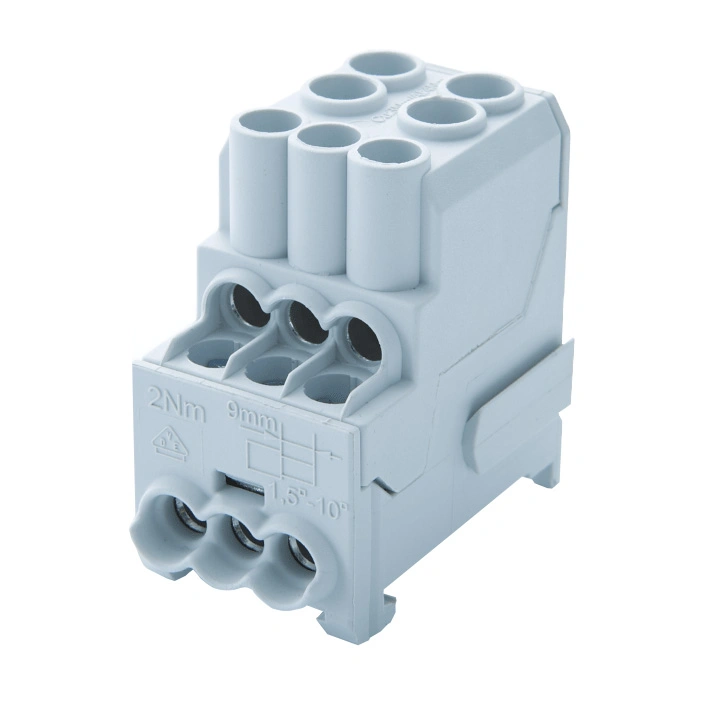 Main branch terminal, 1-pole,100A, in. 2x25mm², out.6x10mm²