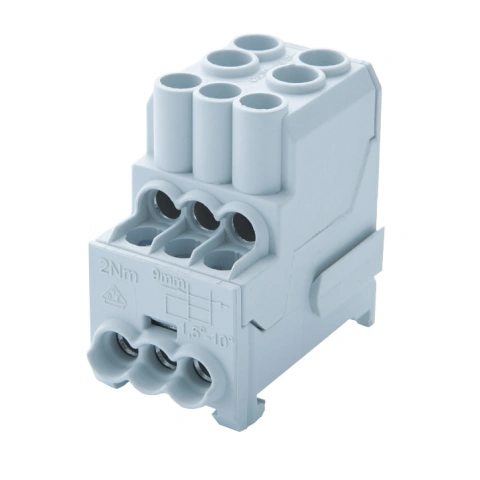 Main branch terminal, 1-pole,100A, in. 2x25mm², out.6x10mm²