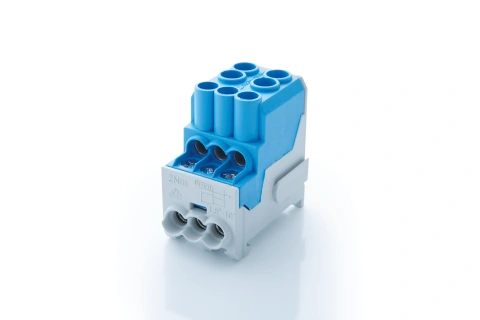 Neutral branch terminal, 1-pole,100A, in.2x25mm²,out.6x10mm²