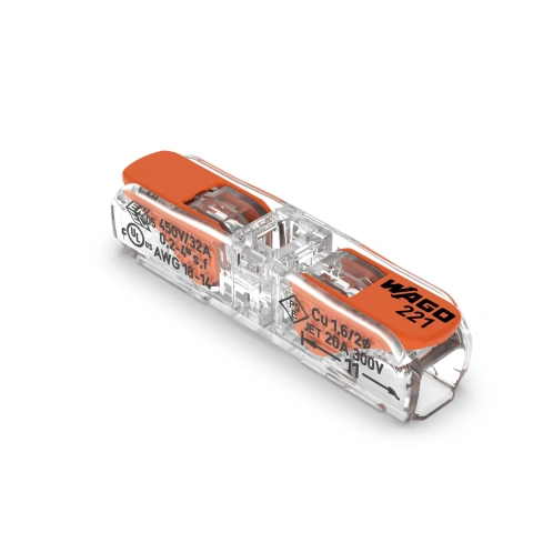 Inline splicing connector with lever, max. 4mm², 2-conductor