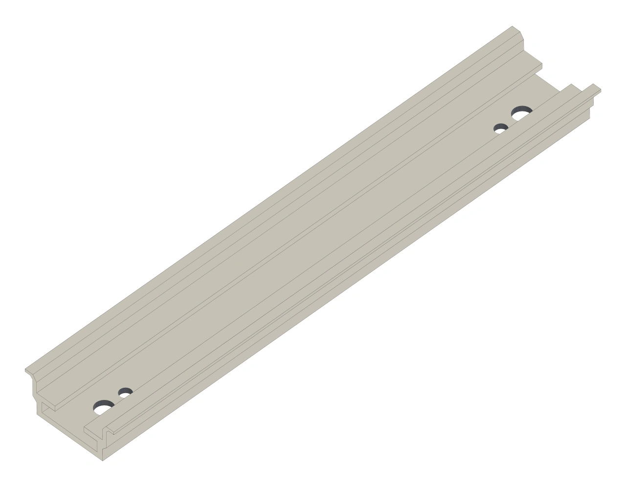 Aluminium H/C rail for 220mm divided front plates