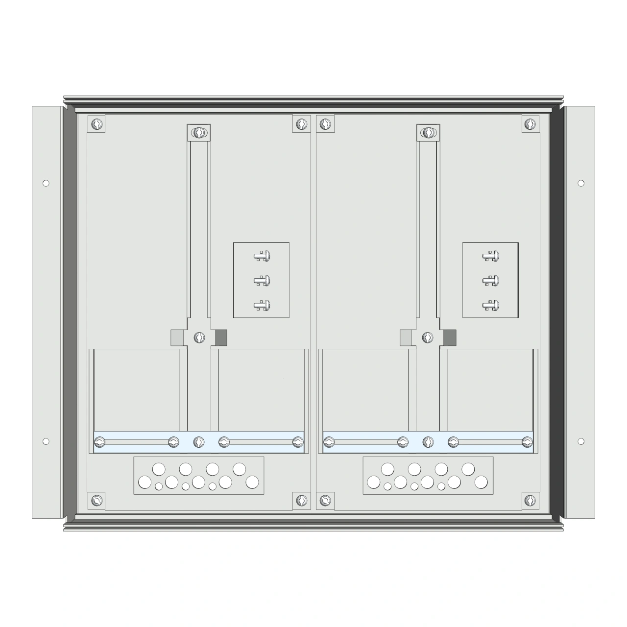 Meter box insert 1-row, 2 meter boards / 8 Modul heights
