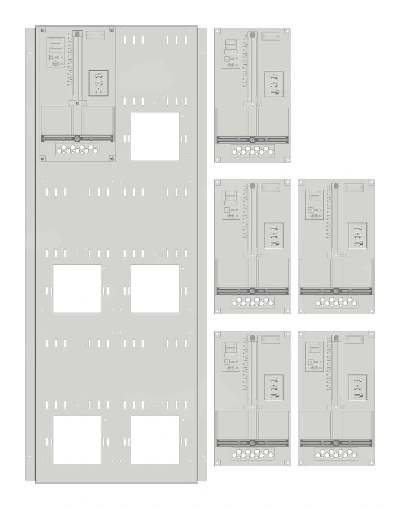 Set Meter box insert 3-rows, 6 meter boards/27 Modul heights