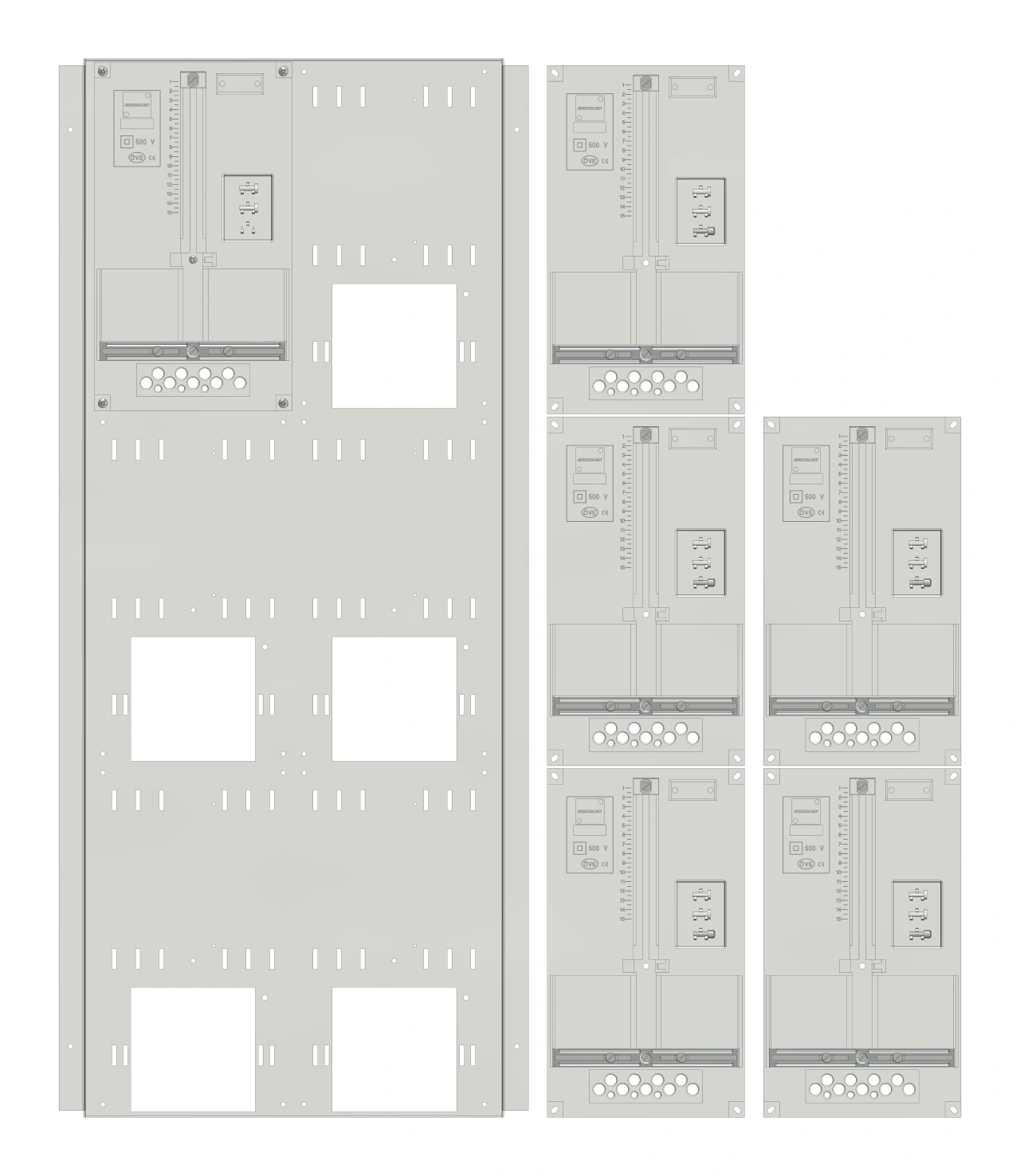 Set Meter box insert 3-rows, 6 meter boards/24 Modul heights