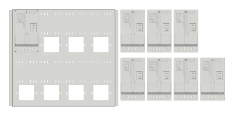 Set Meter box insert 2-rows, 8 meter boards/18 Modul heights