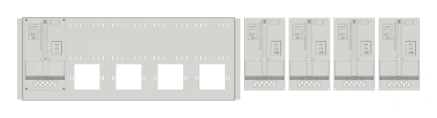 Set Meter box insert 1-row, 5 meter boards / 9 Modul heights