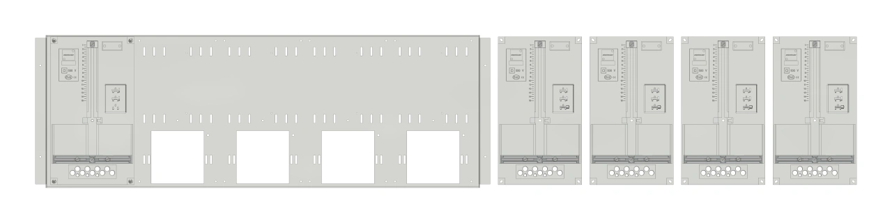 Set Meter box insert 1-row, 5 meter boards / 8 Modul heights