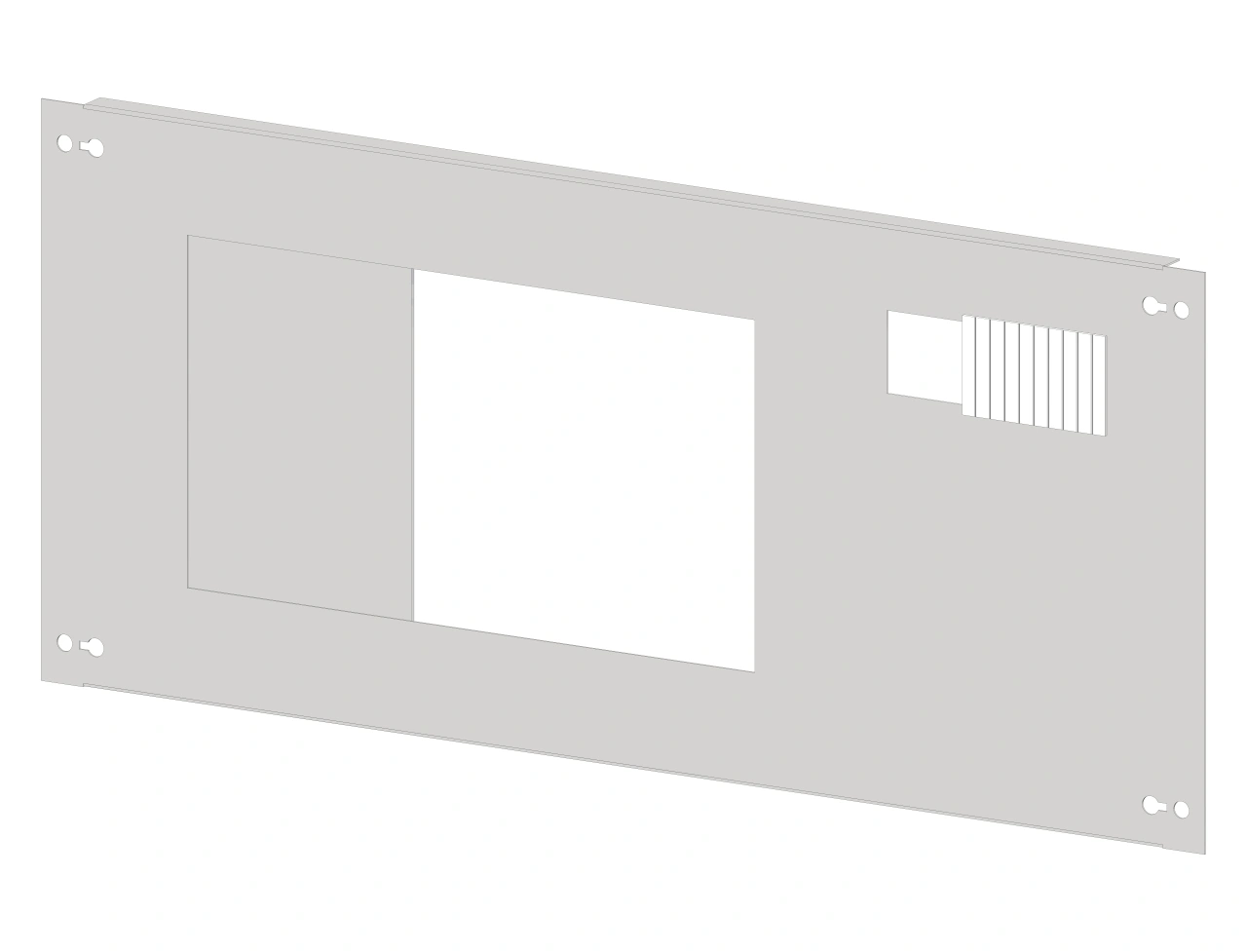 Front plate sheet steel with cutout 196x187mm, 3 unit-wide