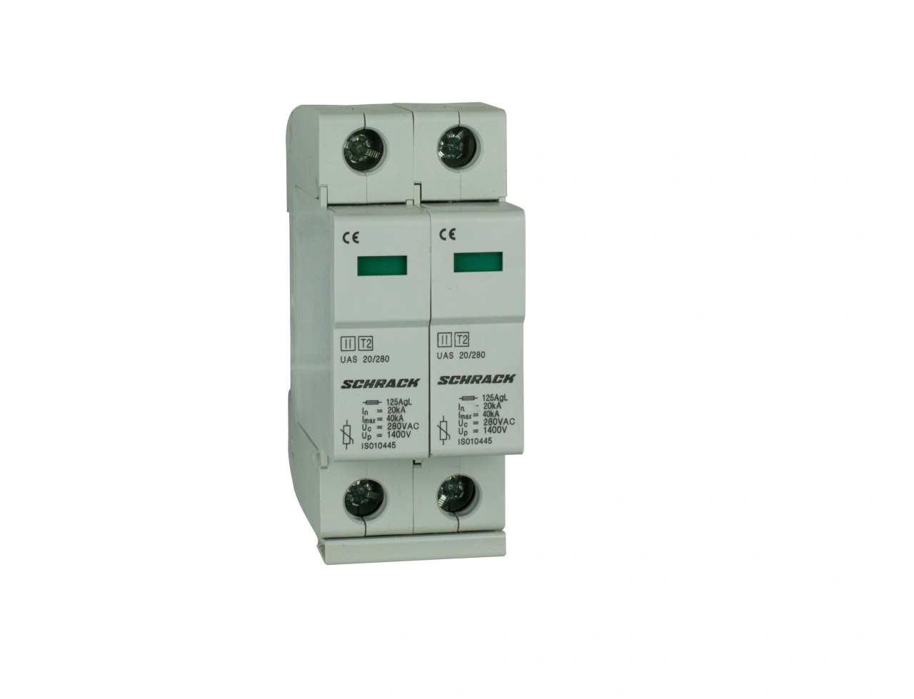 Descărcător complet, T2/C, 2p, 2x20kA/280V - Seria UAS