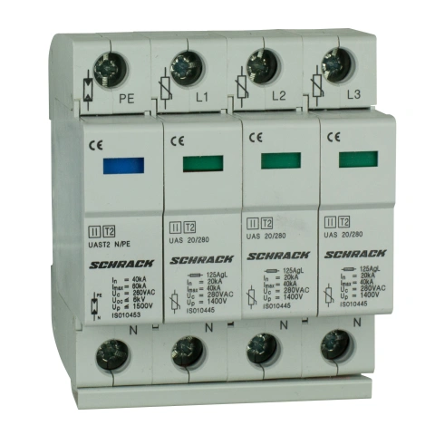 Descărcător complet, T2/C, 3+1, 3*20kA/280V - Seria UAS