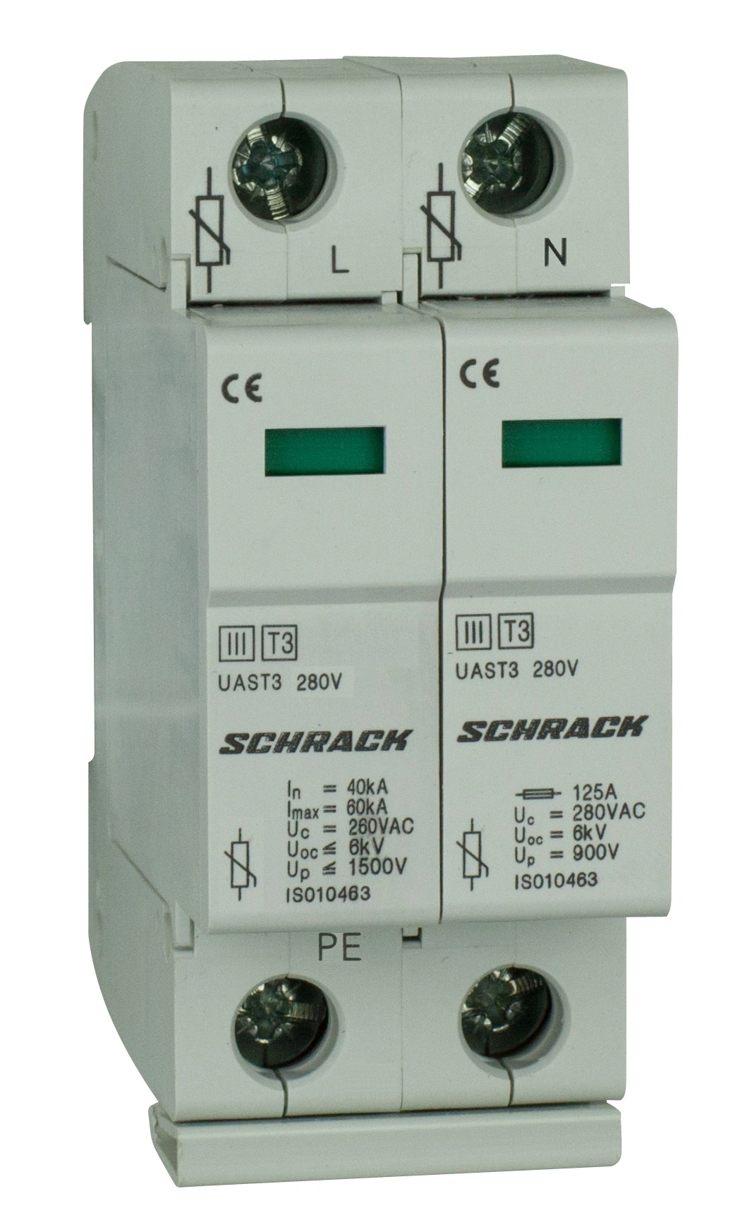 Descărcător complet, T3/D, 2p, 280V - Seria UAS