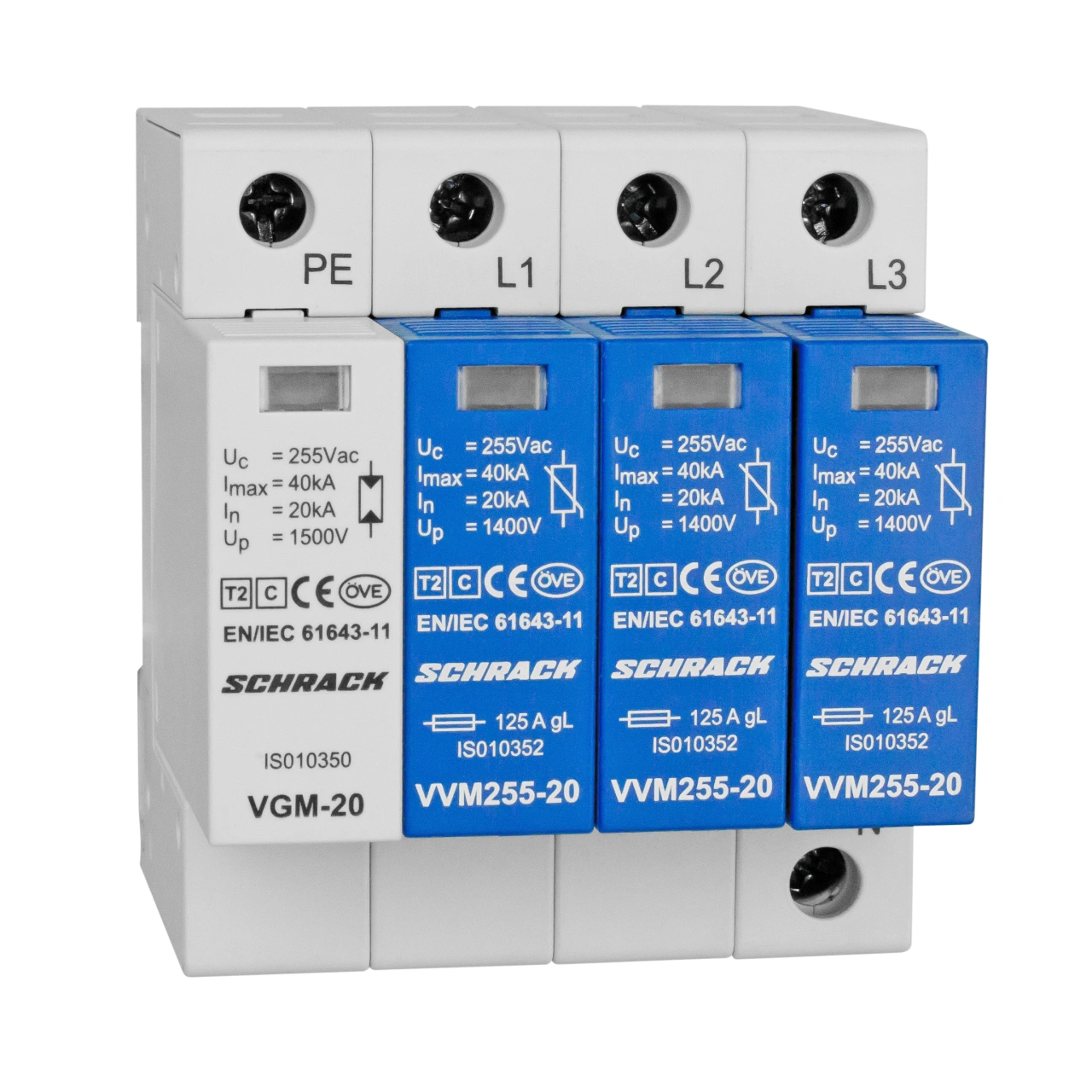 Set descărcător VARTEC T2(C) pt. TT 255V/20kA, 3+1