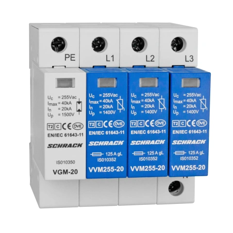 Set descărcător VARTEC T2(C) pt. TT 255V/20kA, 3+1
