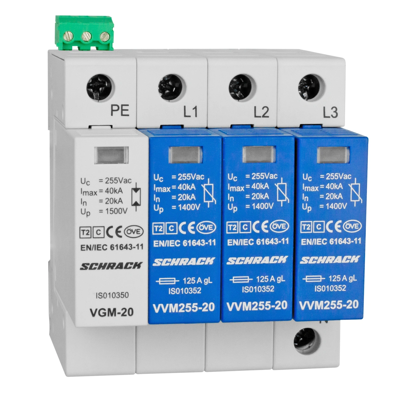 Set VARTEC T2(C) pt. TT 255V/20kA+cont.aux., 3+1