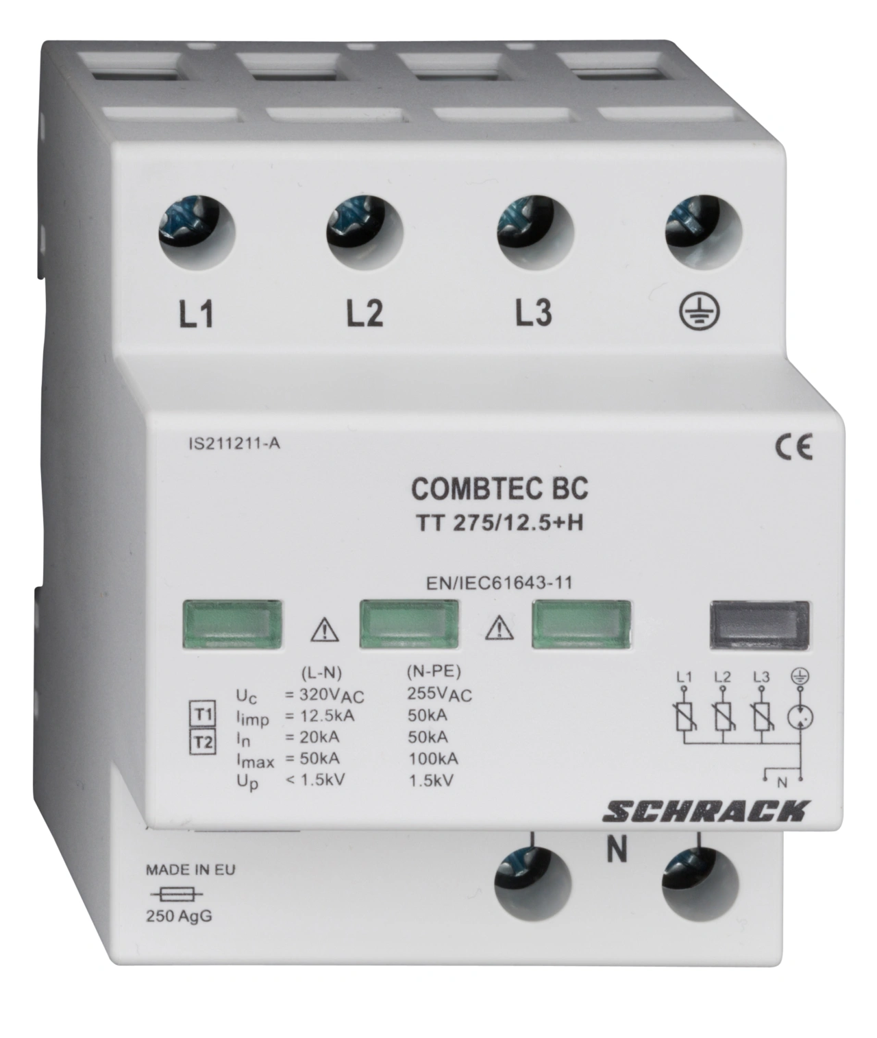 Descarcator COMBTEC BC TT 275/12,5+contact auxiliar