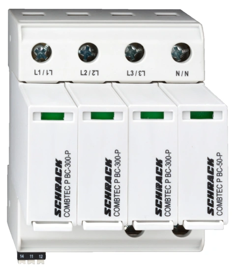 Descărcător broşabil,3+1 TT,Cl.I+II (B+C) 300V / 12.5kA