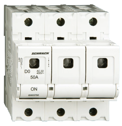 Soclu pentru portfuzibile D02, seria ARROW S, 3-poli, 50A