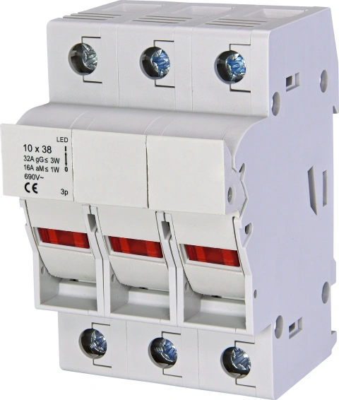 Separator modular pentru portfuzibile 10x38 3p 32A cu LED