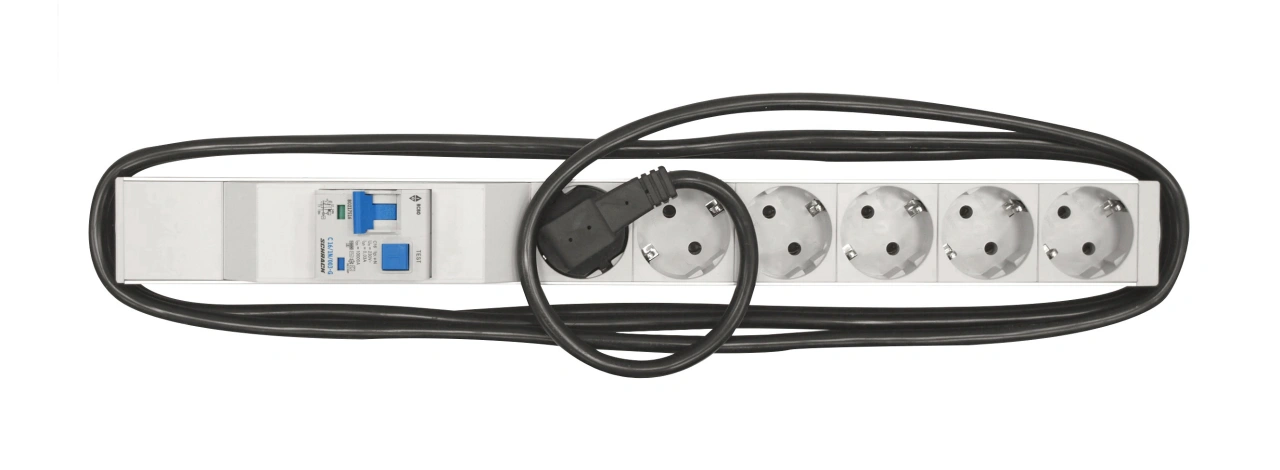 PDU 19", 6xSchuko+dif. BO217516,prof ALU 1U,cablu 3m,RAL7035