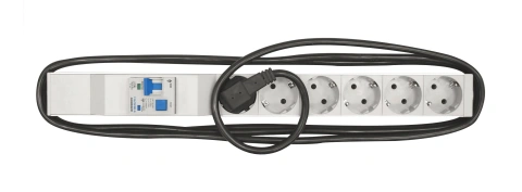 PDU 19", 6xSchuko+dif. BO217516,prof ALU 1U,cablu 3m,RAL7035