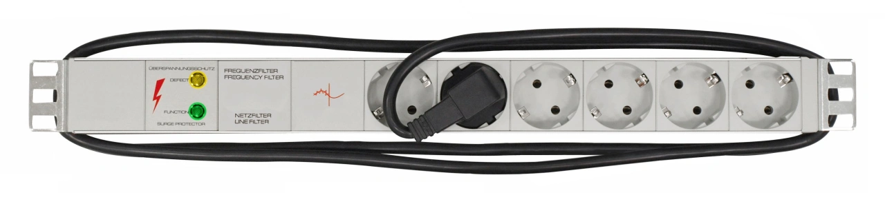 PDU 19", 6xSchuko+prot.suprat+filtru f, ALU 1U, c 2m,RAL7035