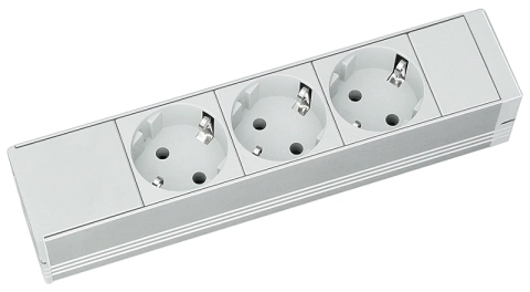 PDU 10", 3xSchuko, profil ALU 1U, cablu conexiune 2m,RAL7035_1