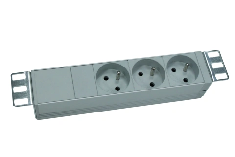PDU 10", 3x UTE, profil ALU 1U, cablu conexiune 2m, RAL7035_1