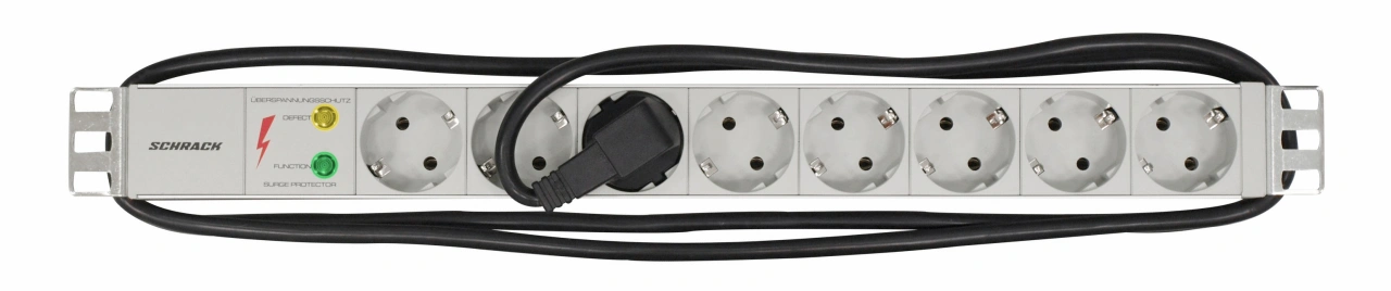 PDU 19", 8xSchuko+prot suprat, profALU 1U, cablu 2m,RAL7035