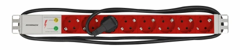 PDU 19", 8xSchuko(rosu)+prot suprat, prof ALU 1U, 2m,RAL7035