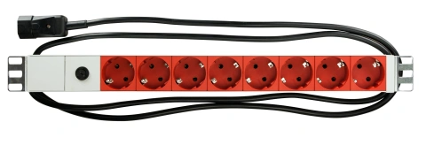 PDU 19" ptUPS, 8xSchuko Roşu, Sig 10A, ALU 1U, cabl 2m C14