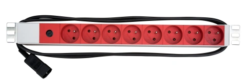 PDU 19" ptUPS, 8xUTE Roşu, Sig 10A, ALU 1U, cabl C14,RAL7035