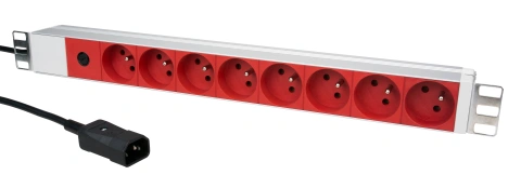 PDU 19" ptUPS, 8xUTE Roşu, Sig 10A, ALU 1U, cabl C14,RAL7035_1
