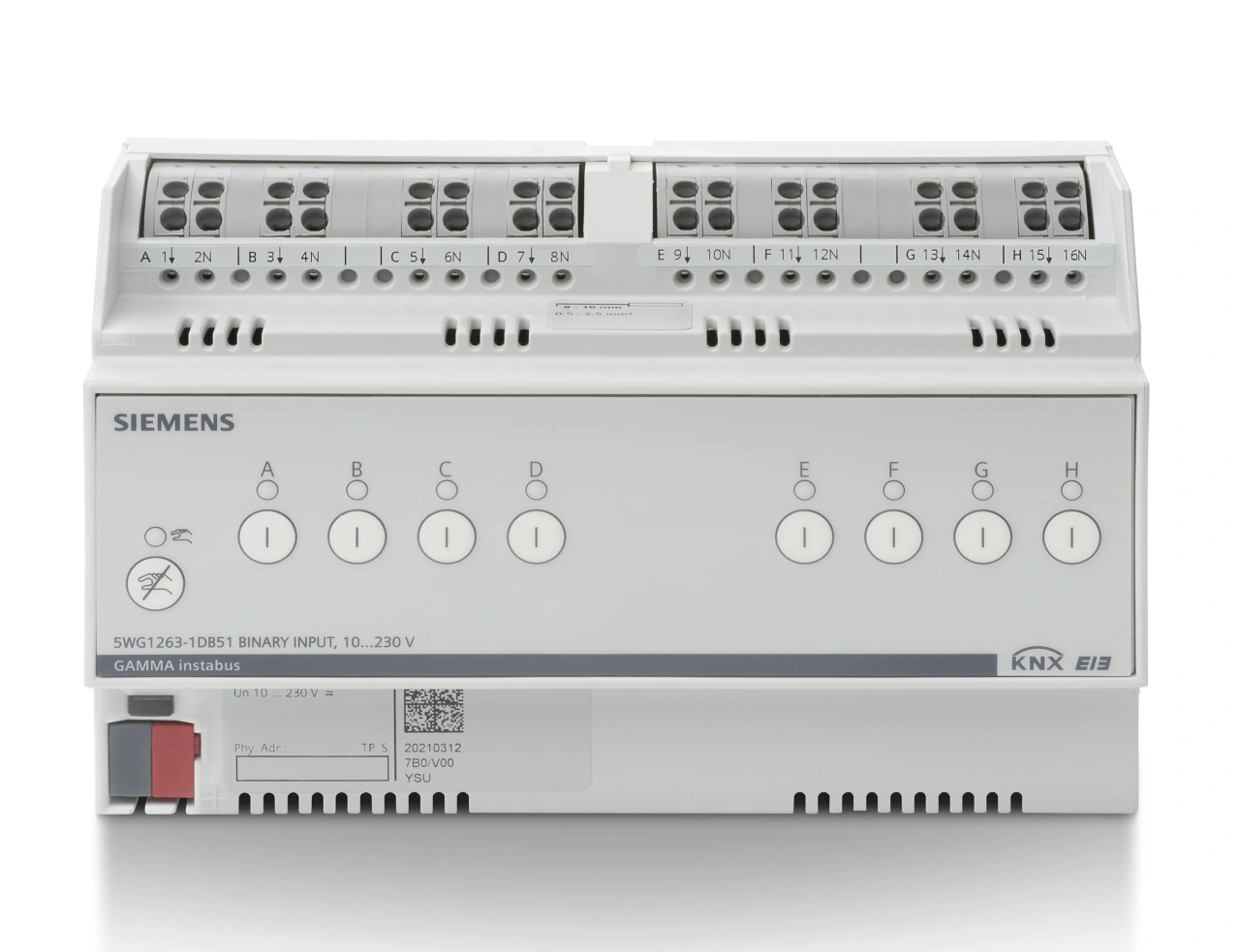 KNX Binary input, 8 inputs for AC/DC 10 … 230V