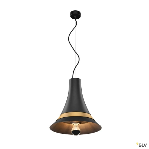 BATO 35 PD, Indoor pendant light, black/brass, E27, max. 60W
