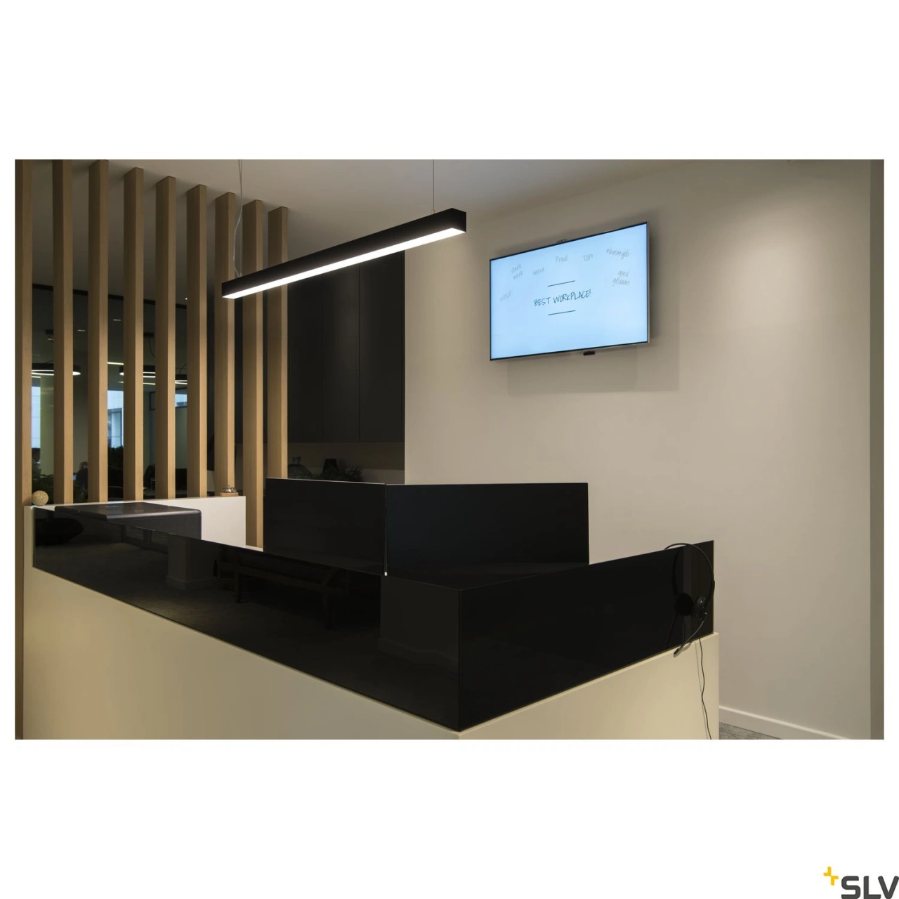 GLENOS pendant, mat negru, 1m , 52W, 3000K