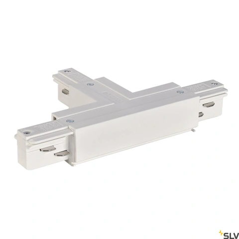 EUTRAC T-conector cu prosuectie stanga, alb, RAL 9016
